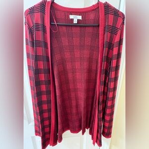 Chaps Women's Red and Black Plaid Cardigan
